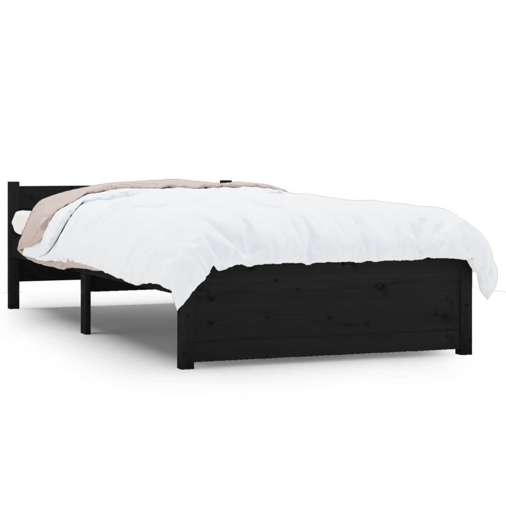 Solid Wood Bed Black 90x200 cm