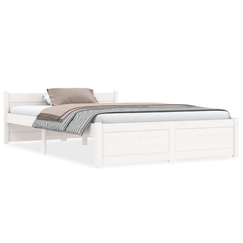 Solid Wood Bed White 120x200 cm