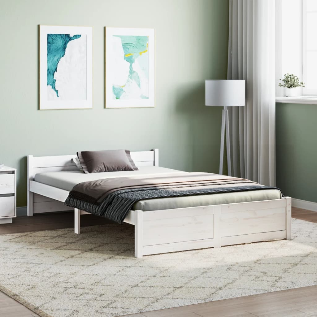 Solid Wood Bed White 120x200 cm