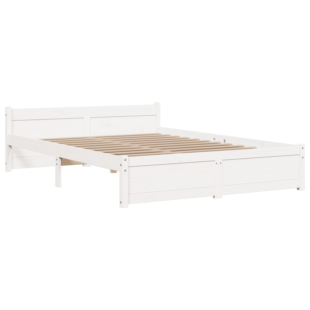 Solid Wood Bed White 140x200 cm