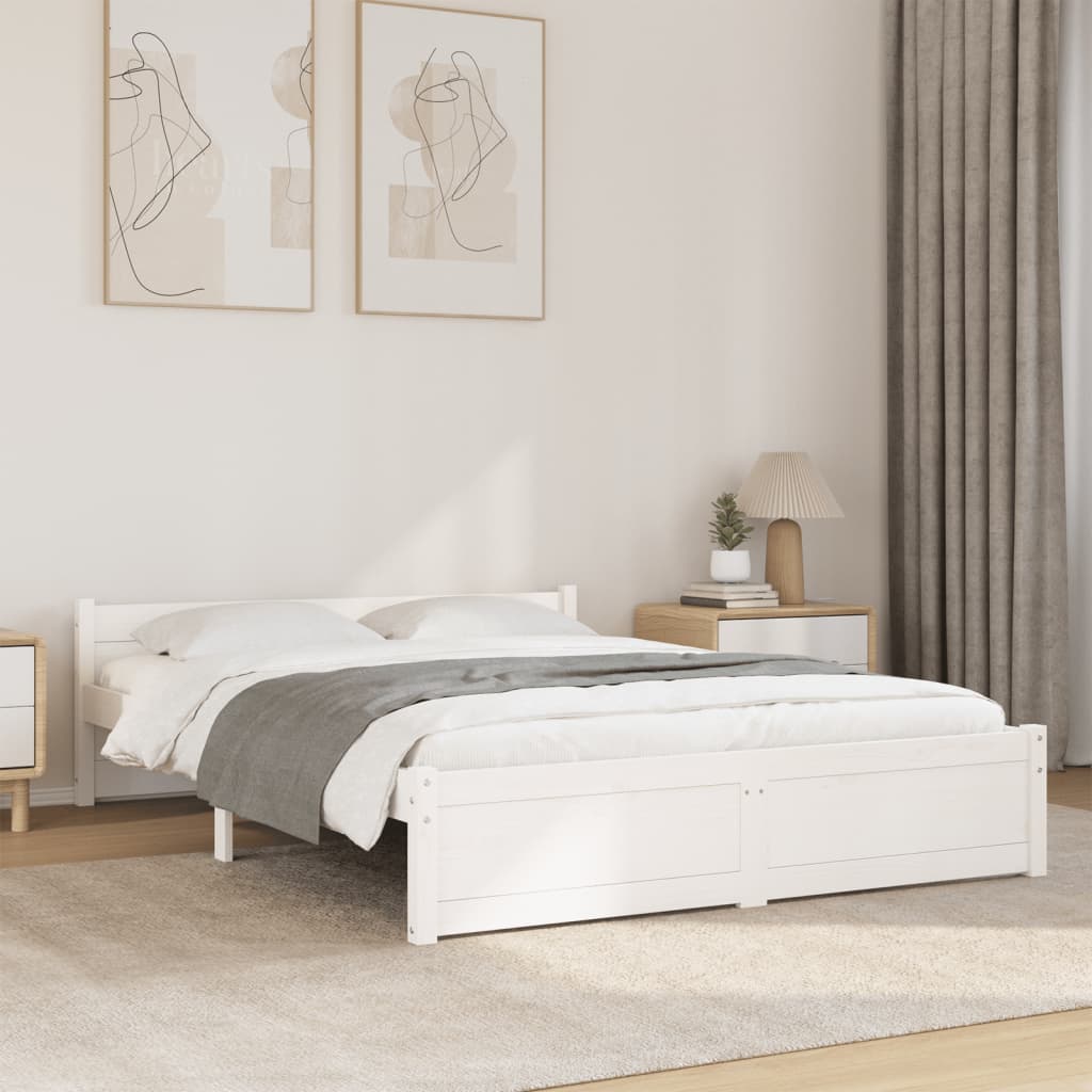 Solid Wood Bed White 140x200 cm