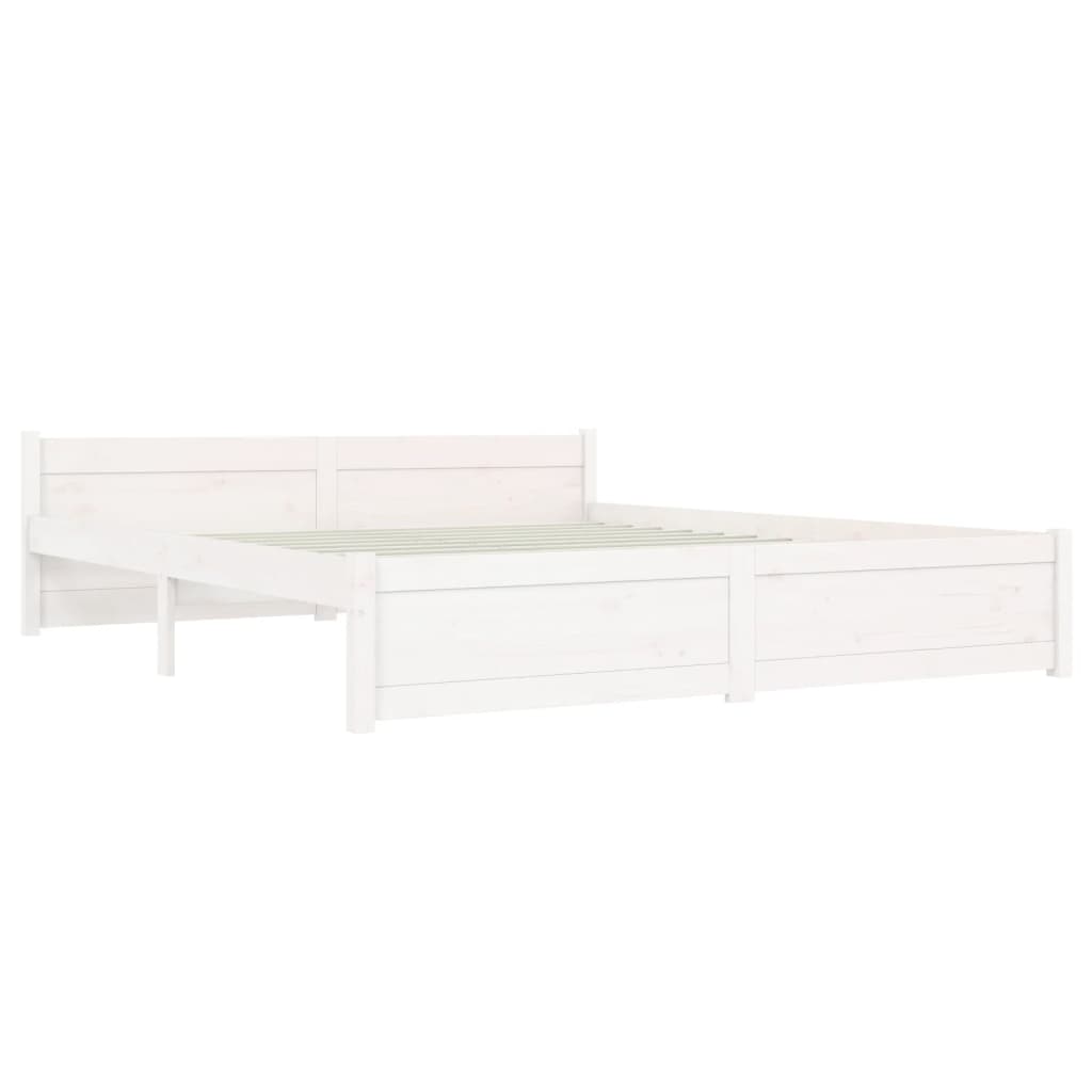 Solid Wood Bed White 150x200 cm