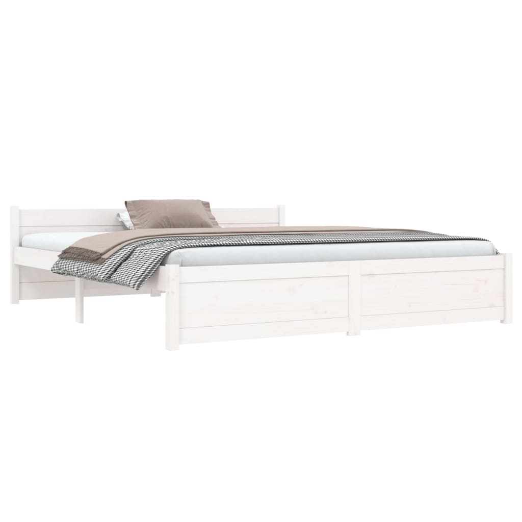 Solid Wood Bed White 150x200 cm