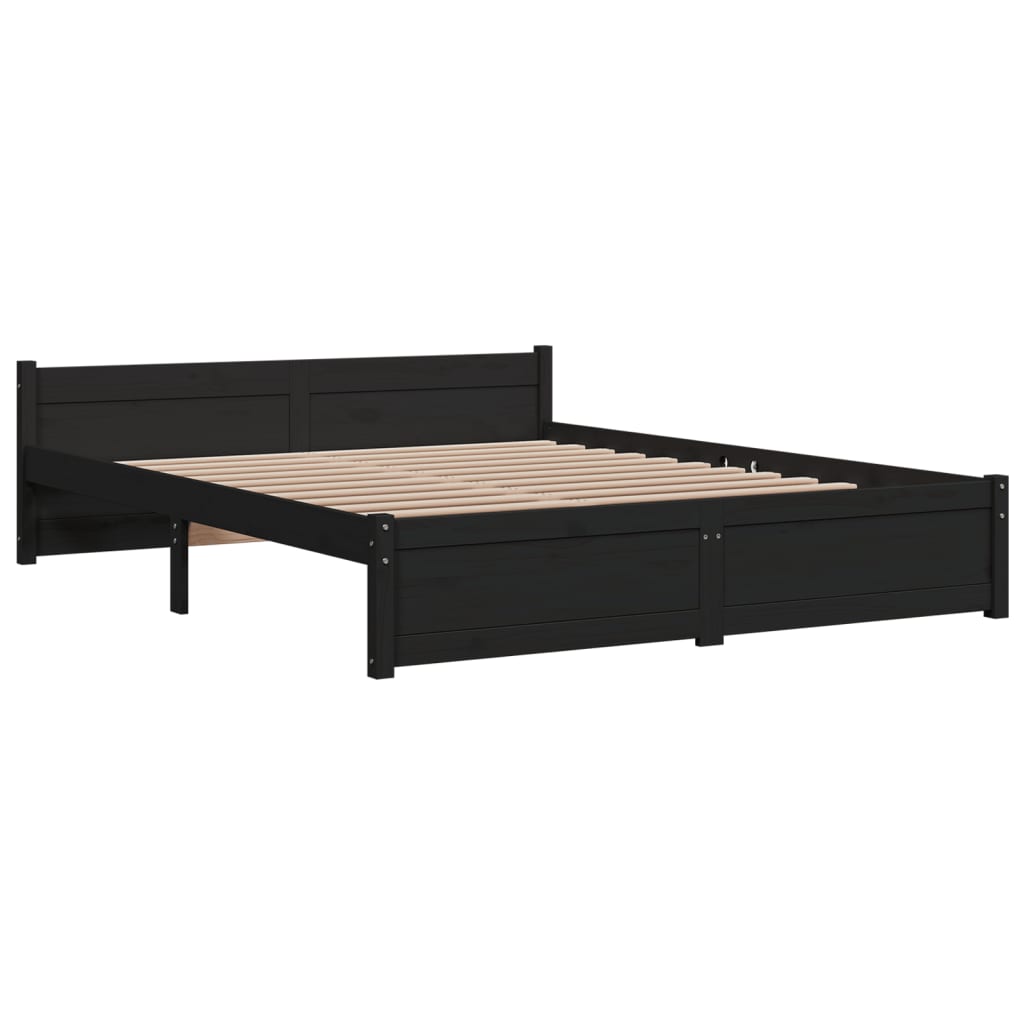 Solid wood bed black 150x200 cm