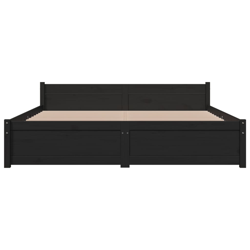 Solid wood bed black 150x200 cm