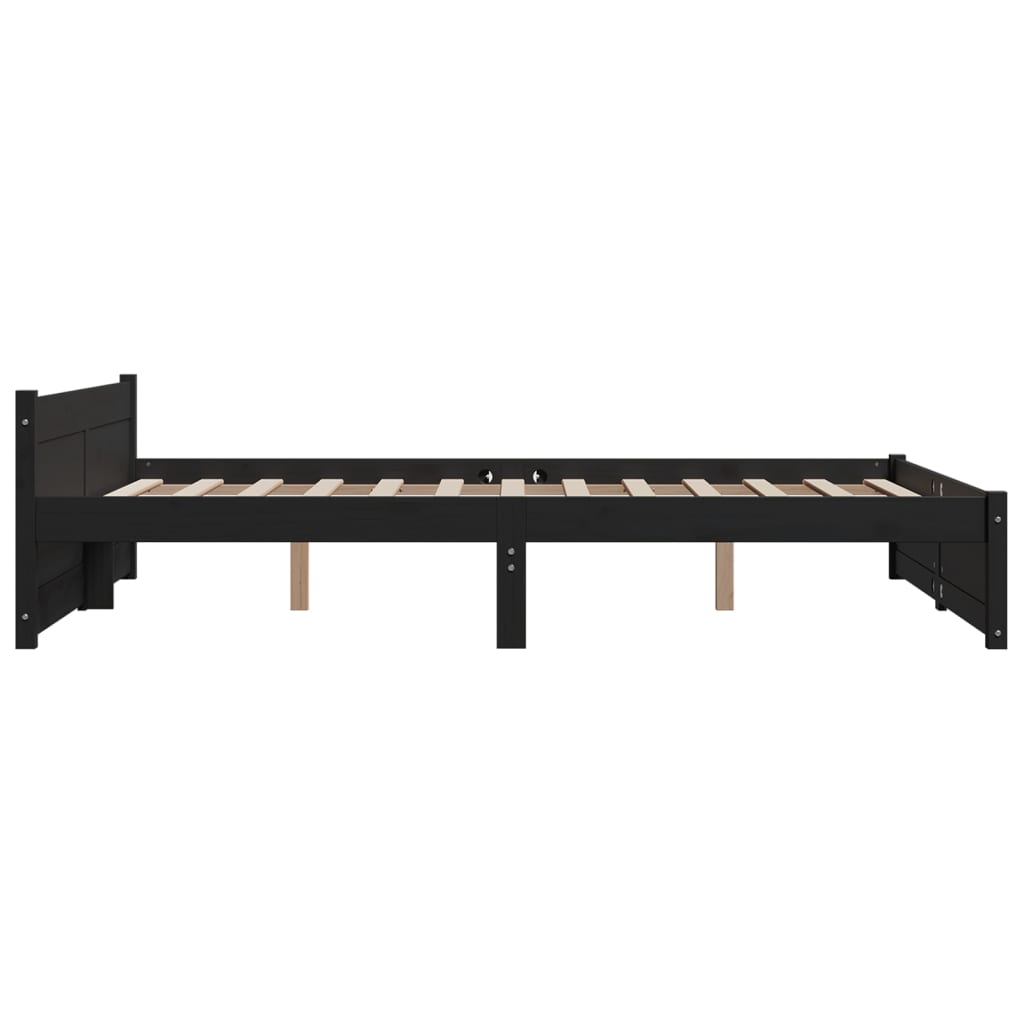 Solid wood bed black 150x200 cm