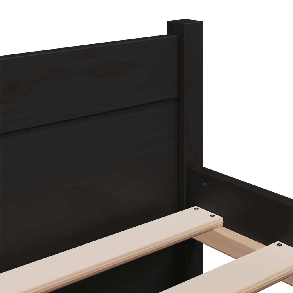 Solid wood bed black 150x200 cm