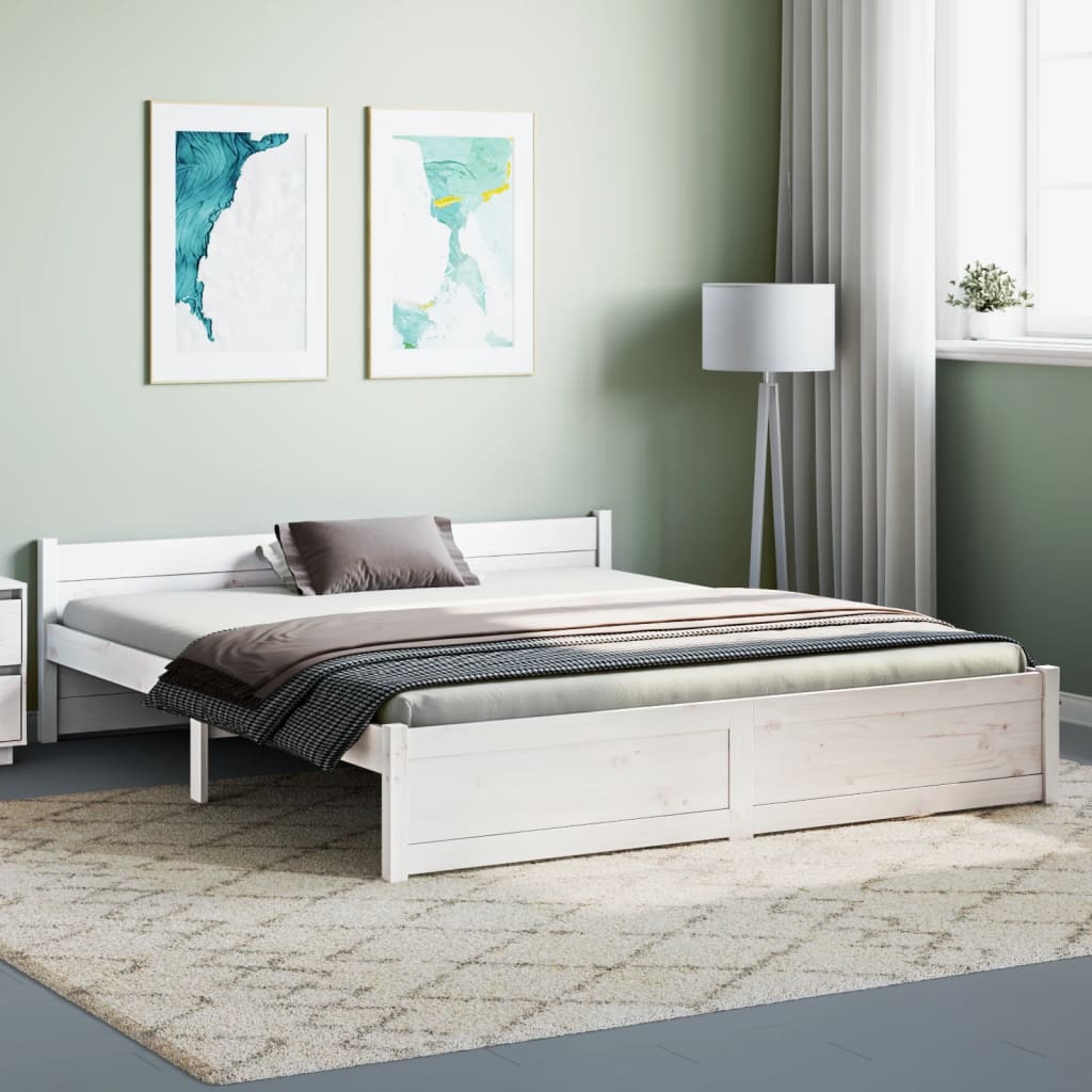 Solid Wood Bed White 160x200 cm