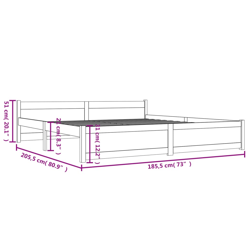 Solid Wood Bed White 180x200 cm