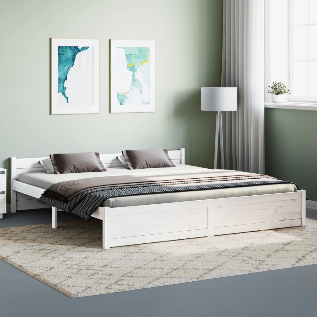 Solid Wood Bed White 180x200 cm