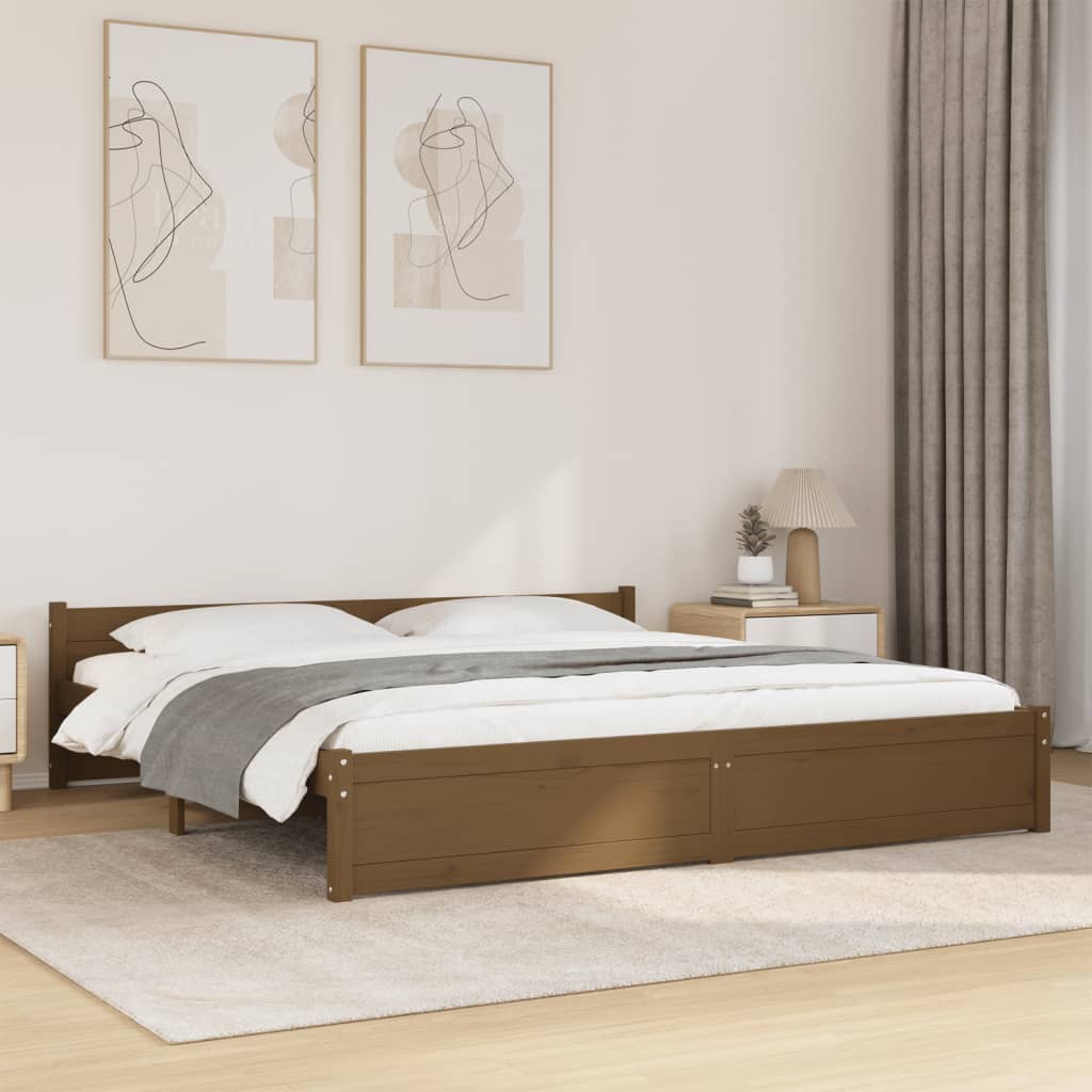 solid wood bed honey brown 180x200 cm