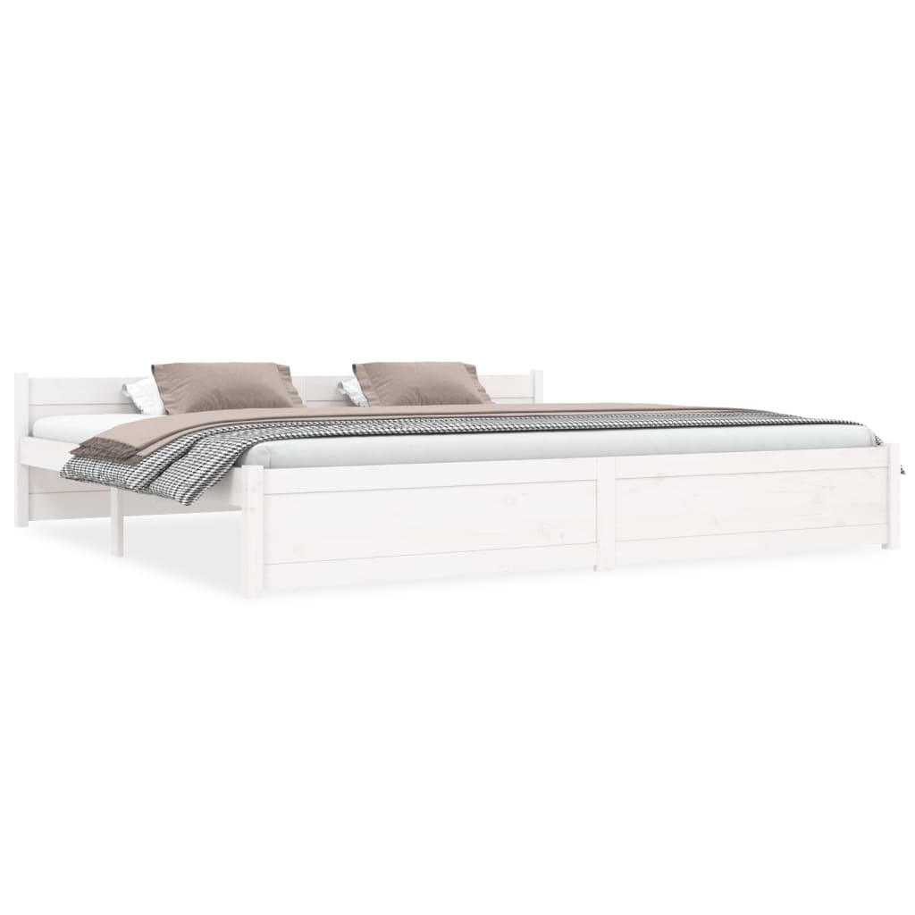 Solid Wood Bed White 200x200 cm