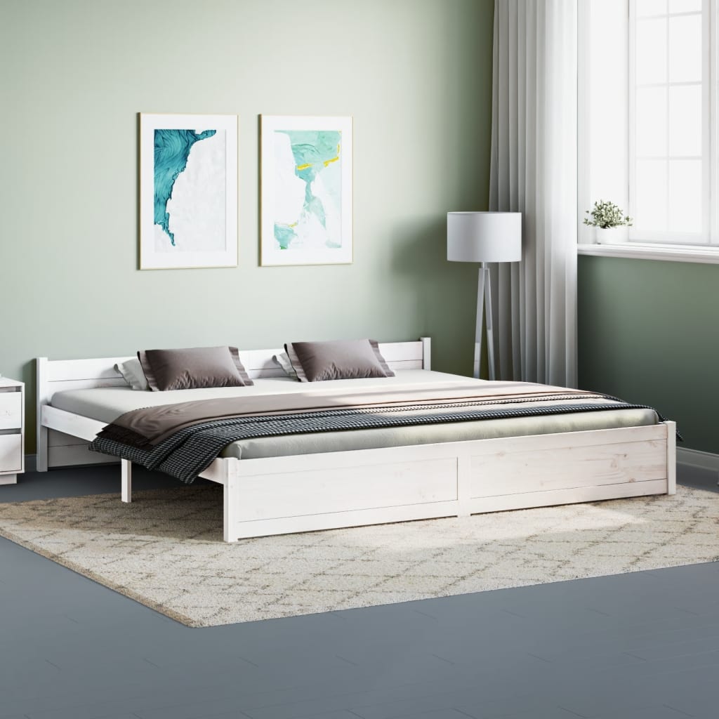 Solid Wood Bed White 200x200 cm