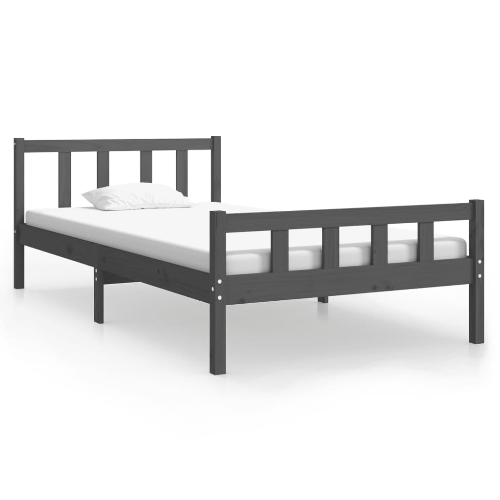 Solid wood bed gray 100x200 cm