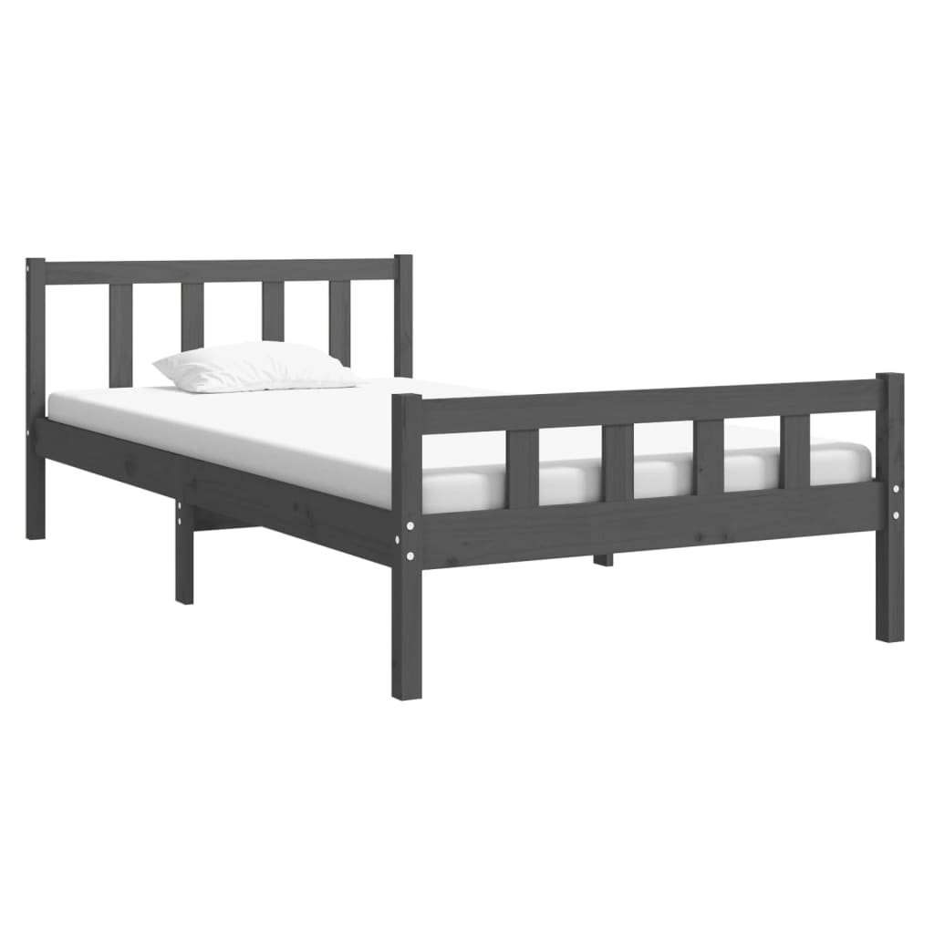 Solid wood bed gray 100x200 cm