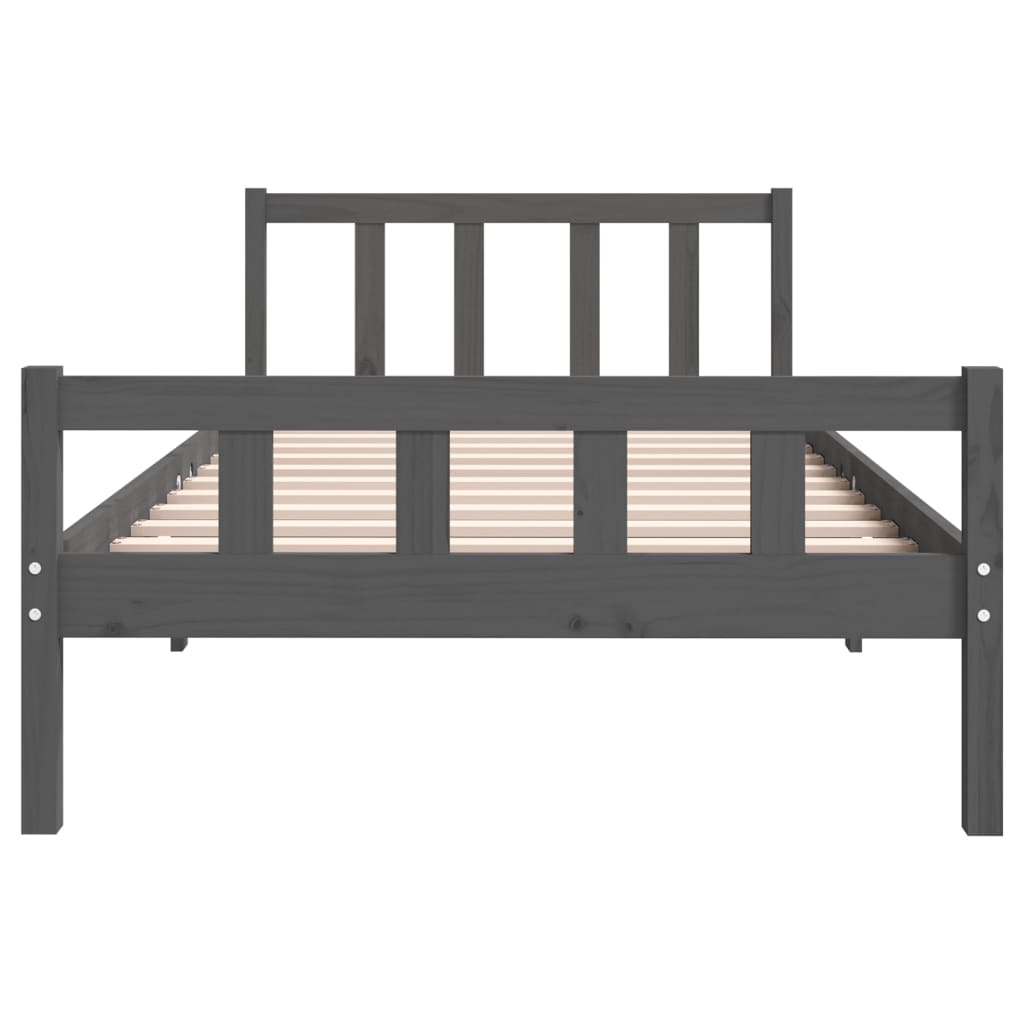 Solid wood bed gray 100x200 cm