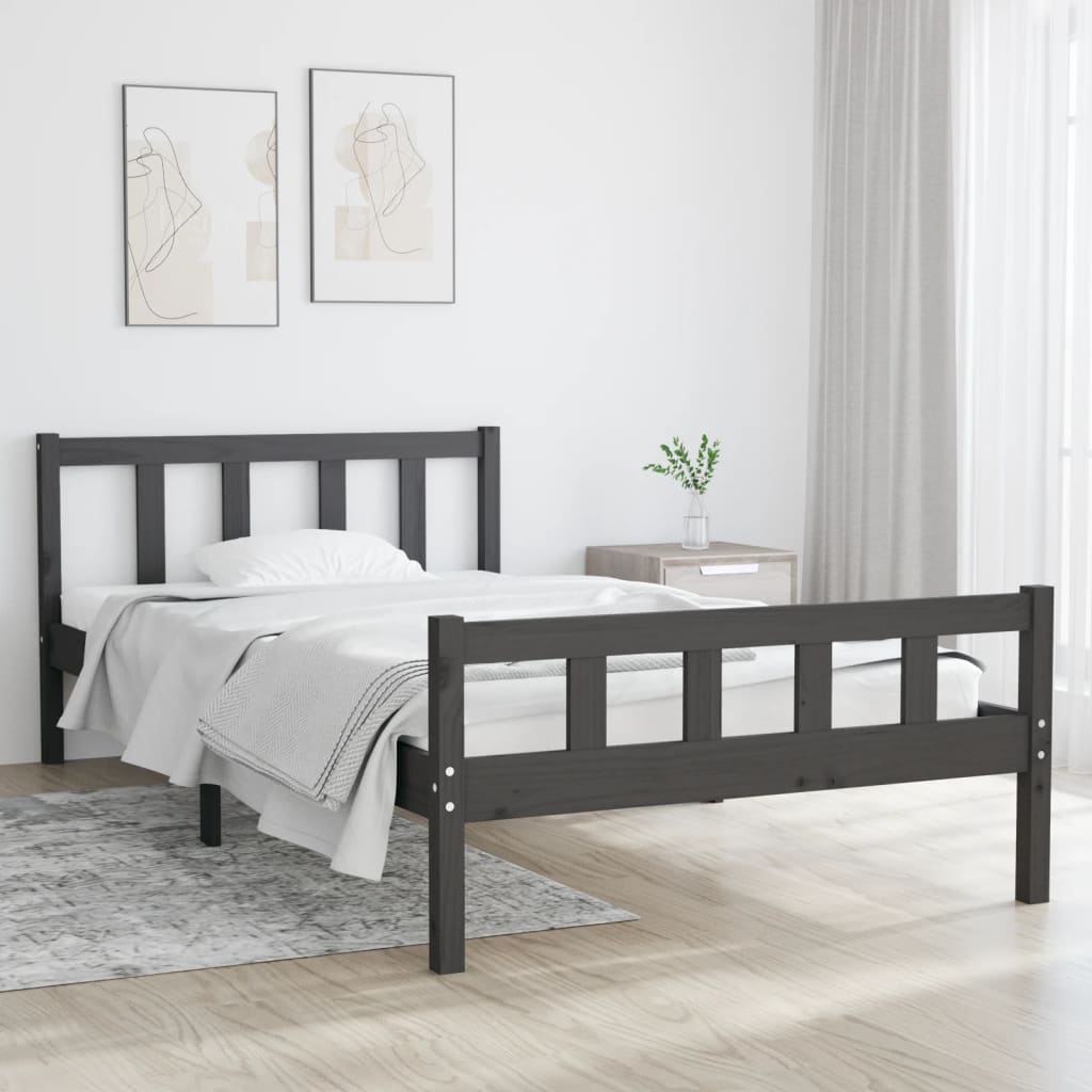 Solid wood bed gray 100x200 cm