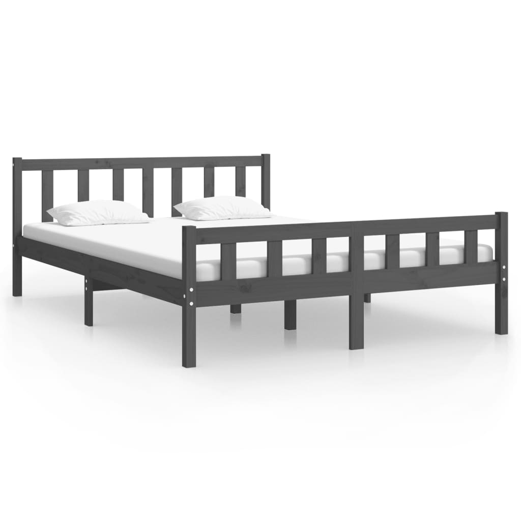 Solid wood bed gray 140x200 cm