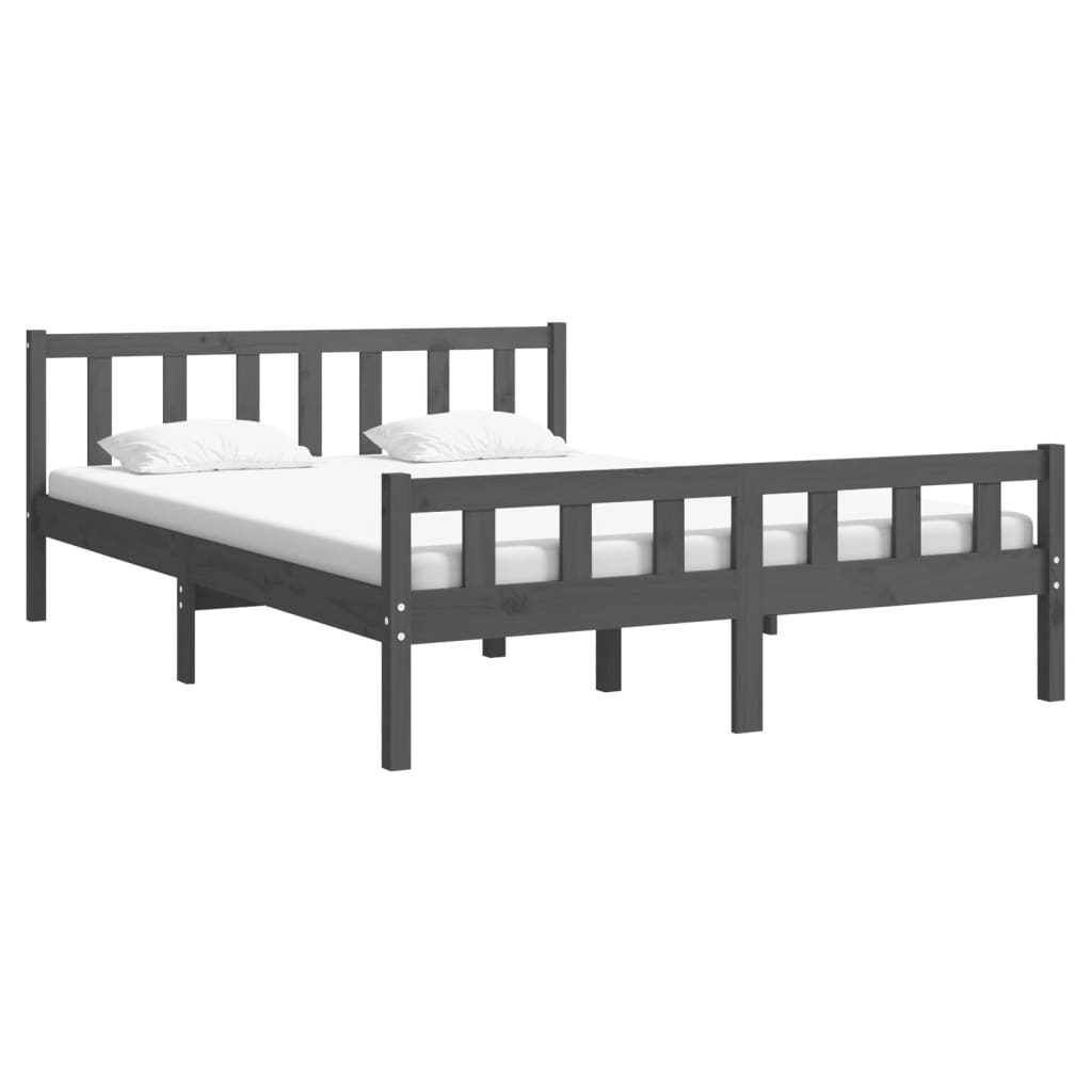 Solid wood bed gray 140x200 cm