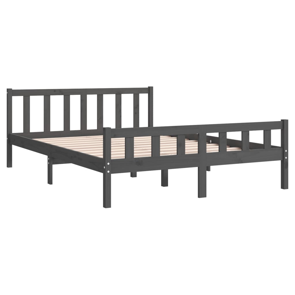 Solid wood bed gray 140x200 cm