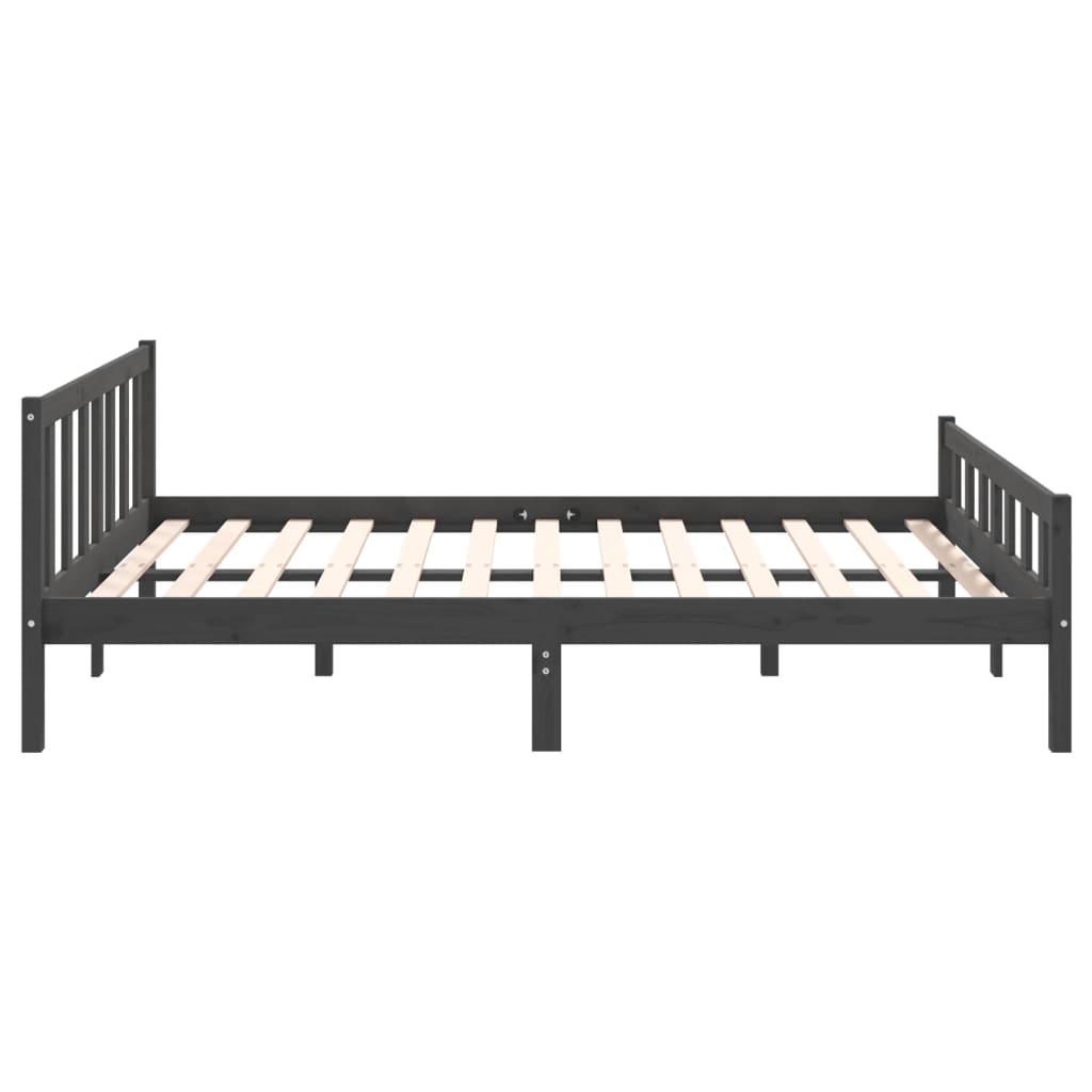 Solid wood bed gray 140x200 cm