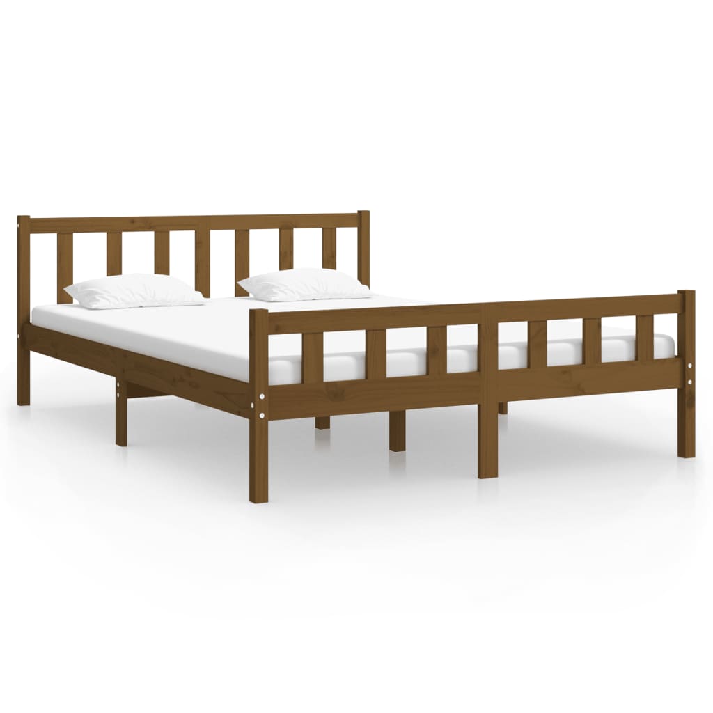 solid wood bed honey brown 150x200 cm