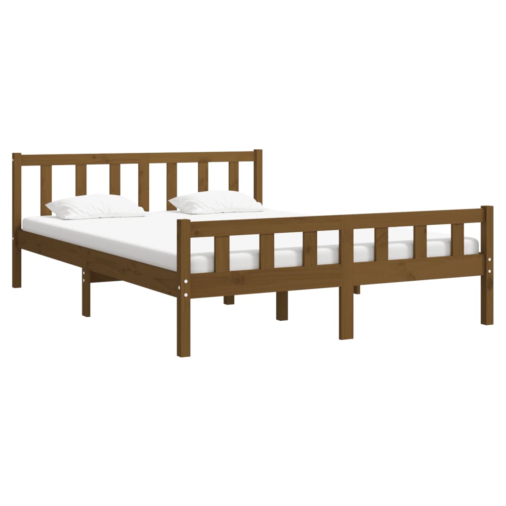 solid wood bed honey brown 150x200 cm