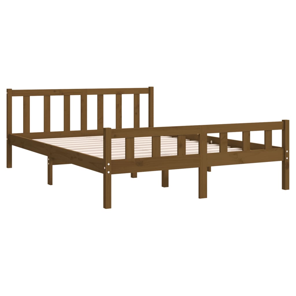 solid wood bed honey brown 150x200 cm