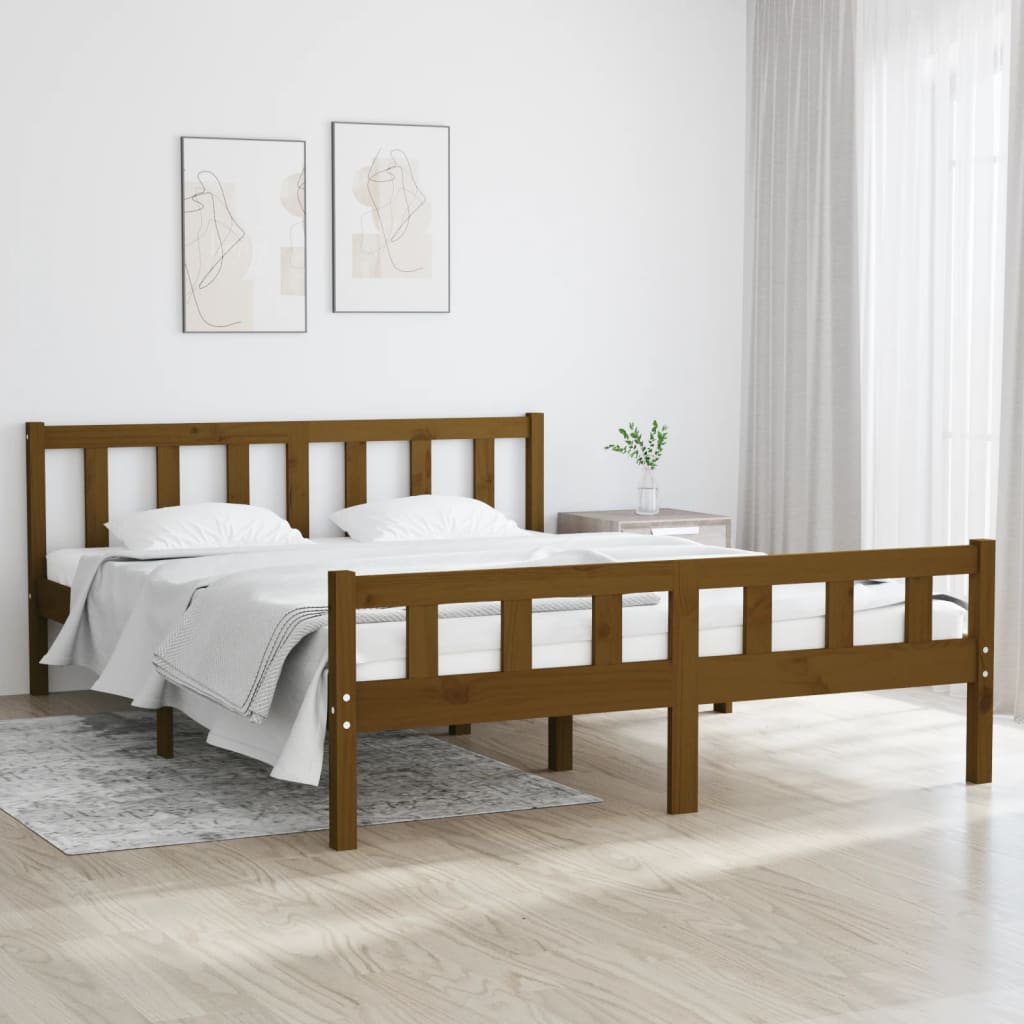 solid wood bed honey brown 150x200 cm