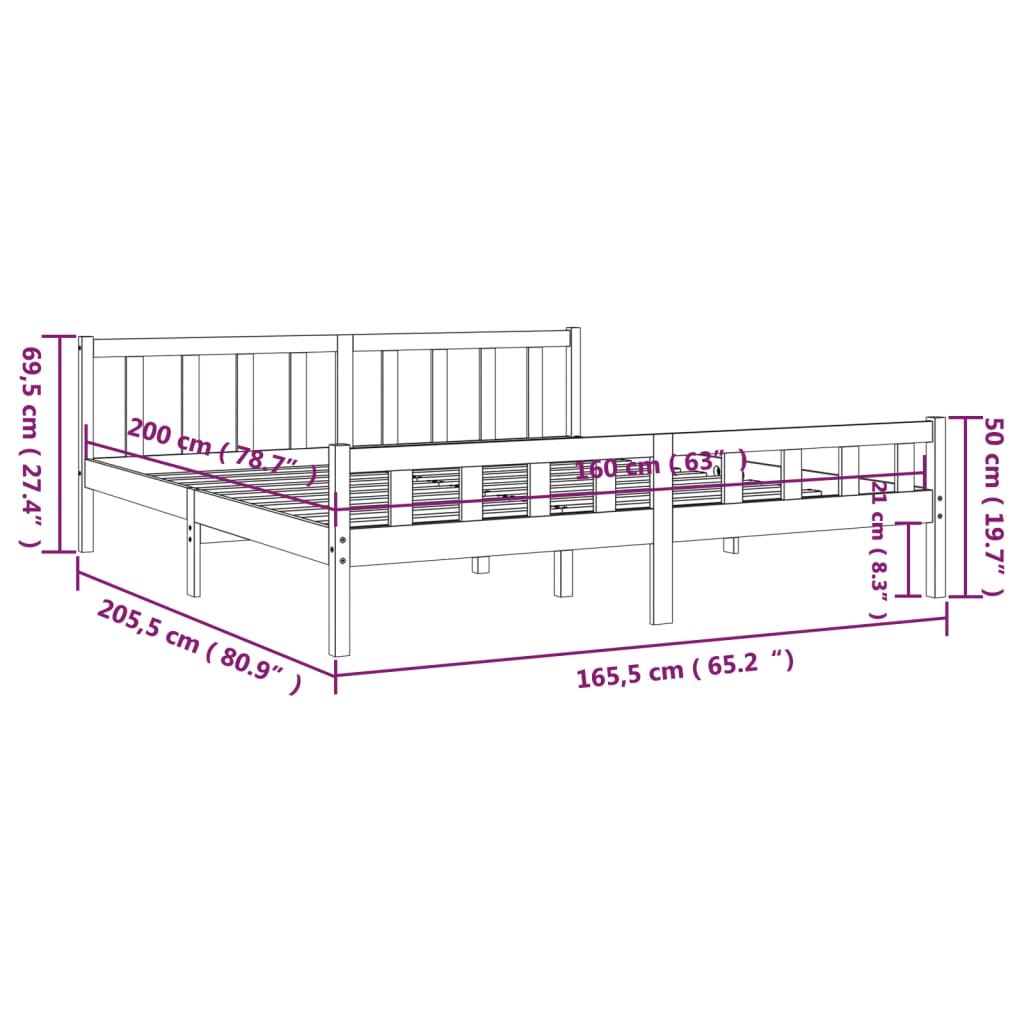 Massivholzbett ohne Matratze 160x200 cm