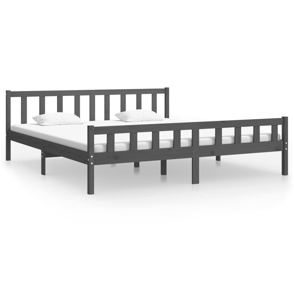 Solid wood bed gray 180x200 cm