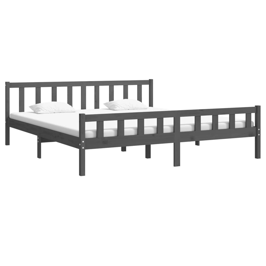 Solid wood bed gray 180x200 cm