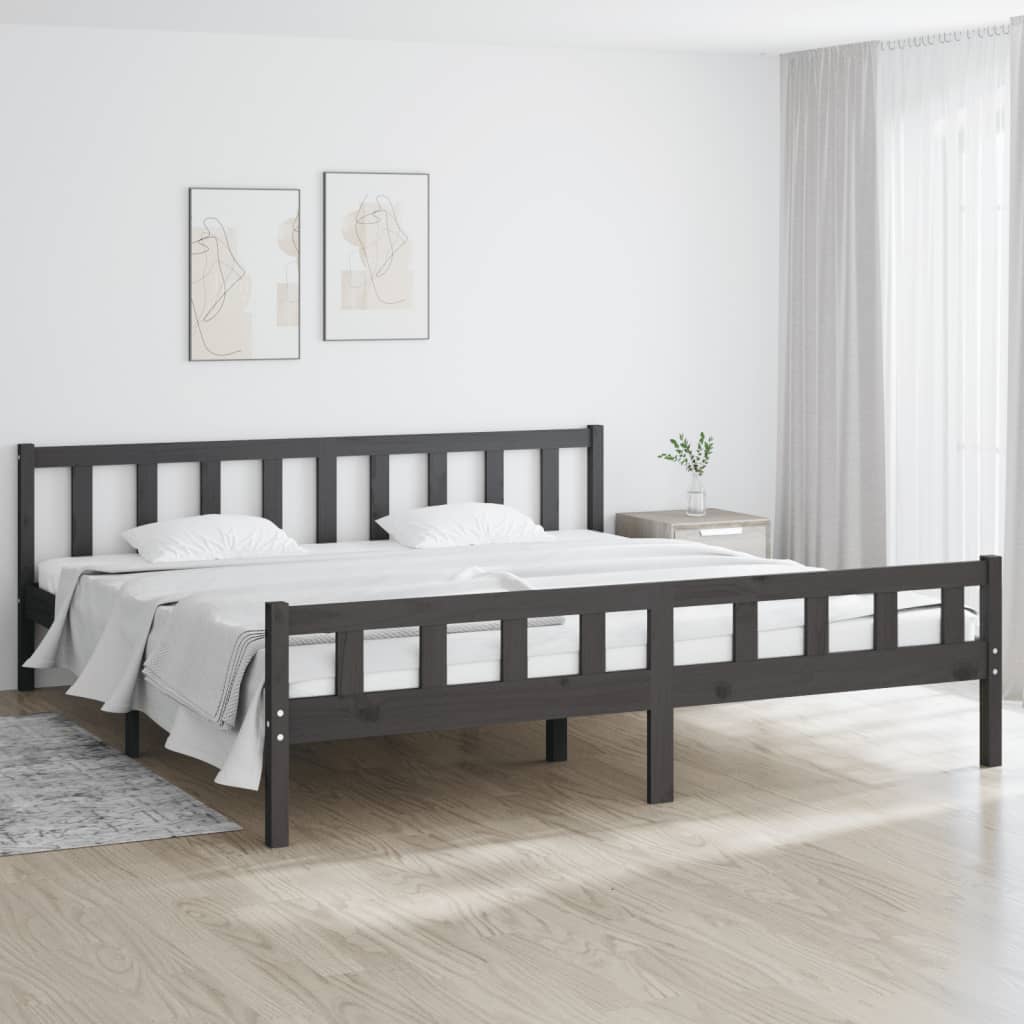 Solid wood bed gray 180x200 cm