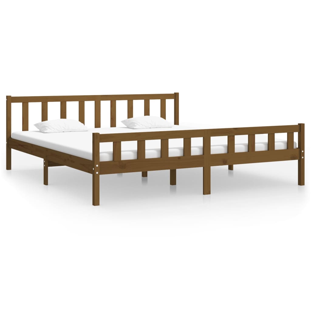 solid wood bed honey brown 200x200 cm