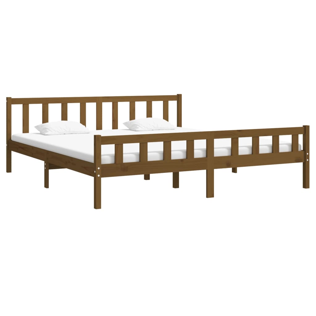 solid wood bed honey brown 200x200 cm