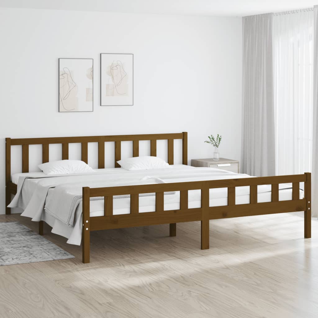 solid wood bed honey brown 200x200 cm