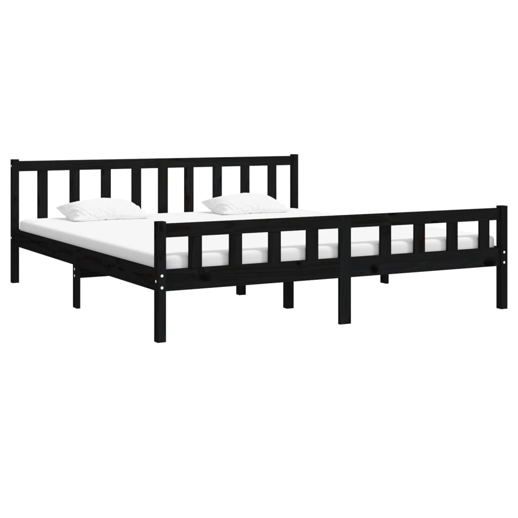 Solid wood bed black 200x200 cm