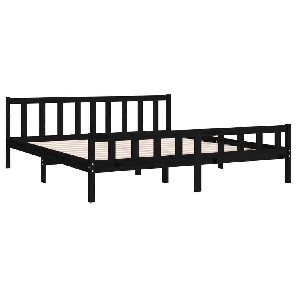 Solid wood bed black 200x200 cm