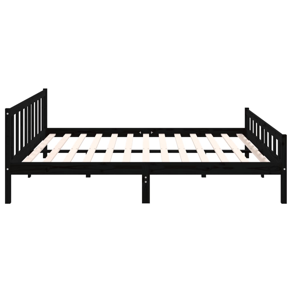 Solid wood bed black 200x200 cm