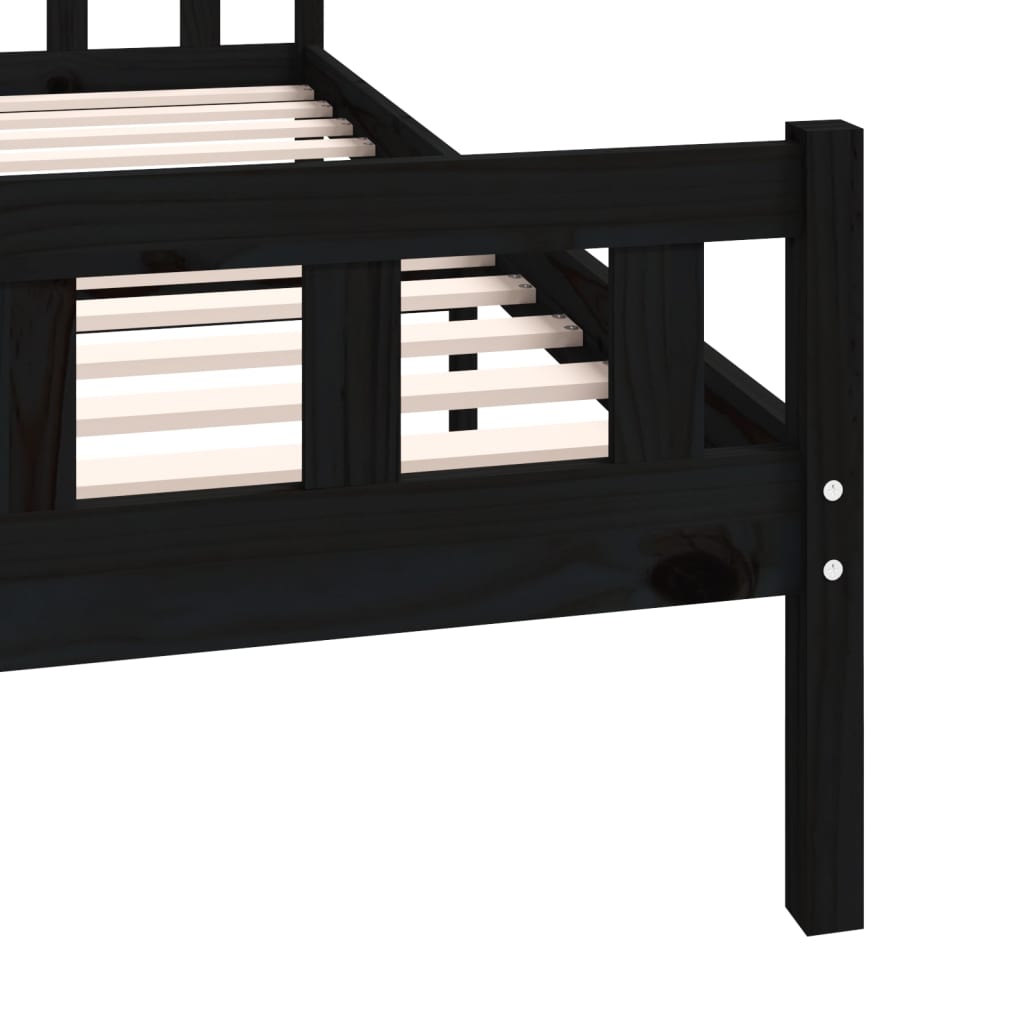 Solid wood bed black 200x200 cm