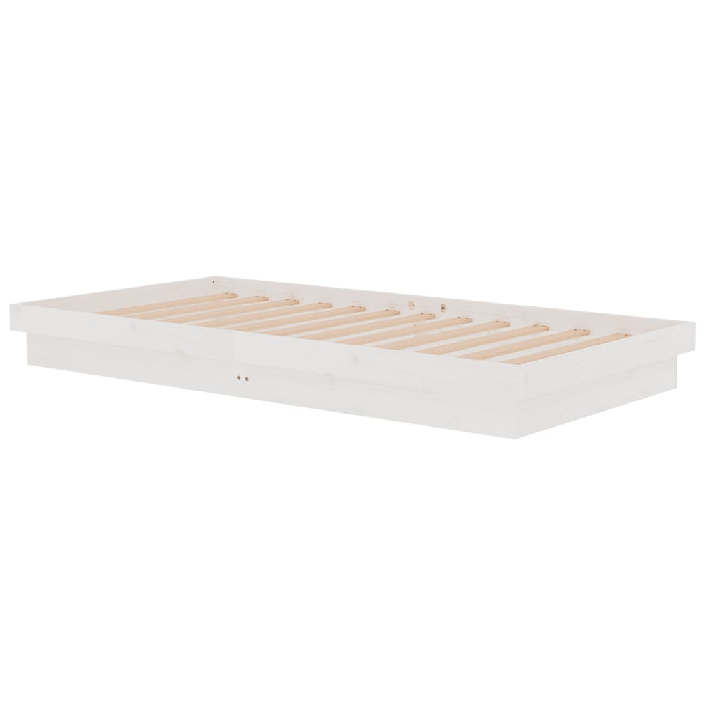 Solid Wood Bed White 100x200 cm