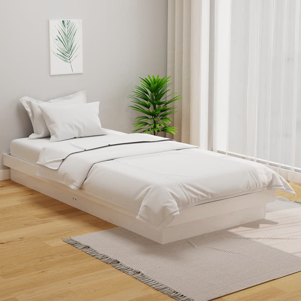 Solid Wood Bed White 100x200 cm