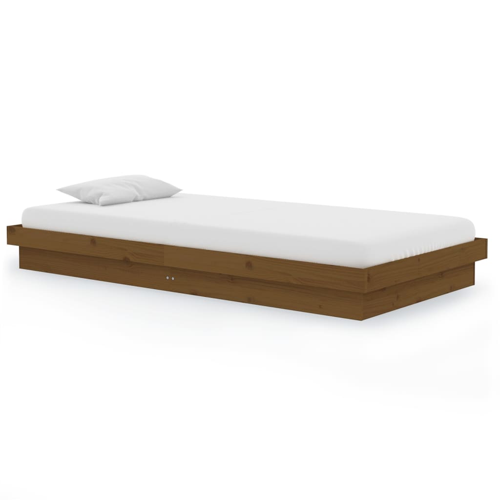 solid wood bed honey brown 100x200 cm