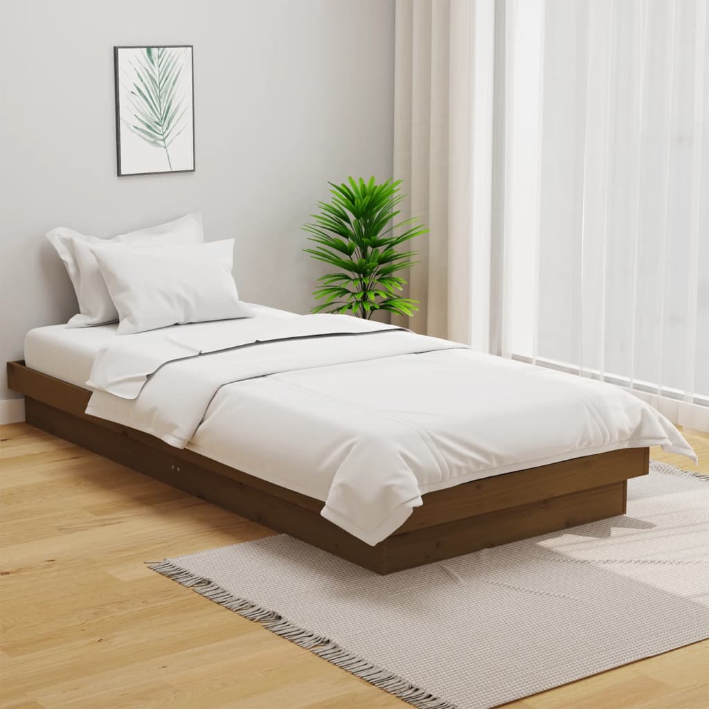 solid wood bed honey brown 100x200 cm