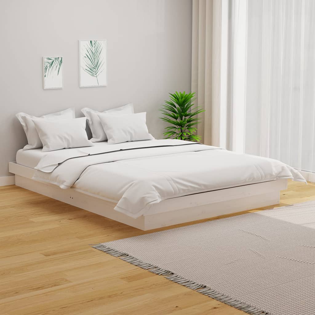 Solid Wood Bed White 150x200 cm