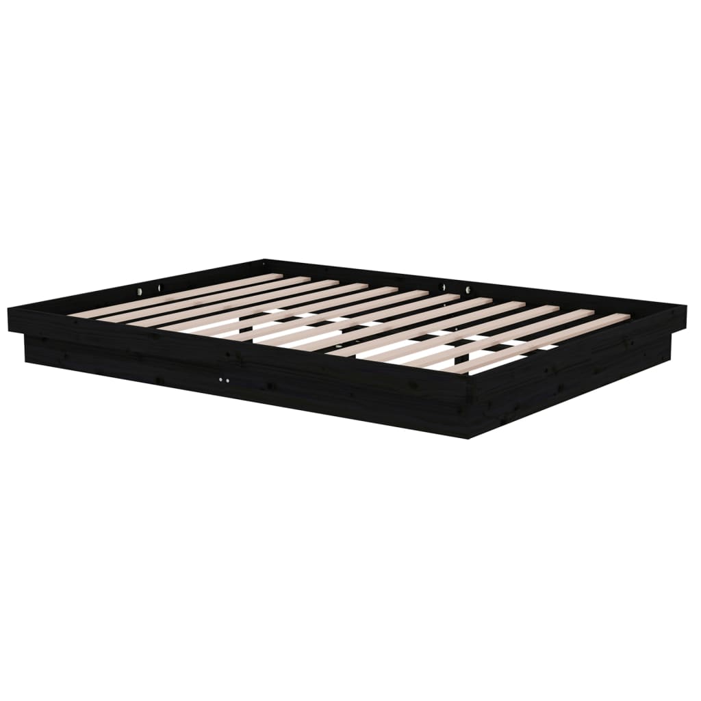 Solid wood bed black 150x200 cm