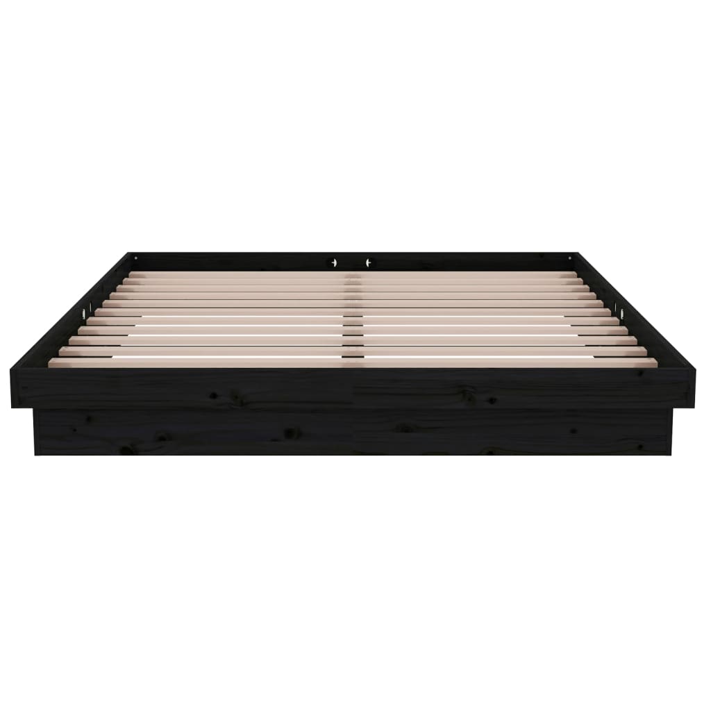 Solid wood bed black 150x200 cm