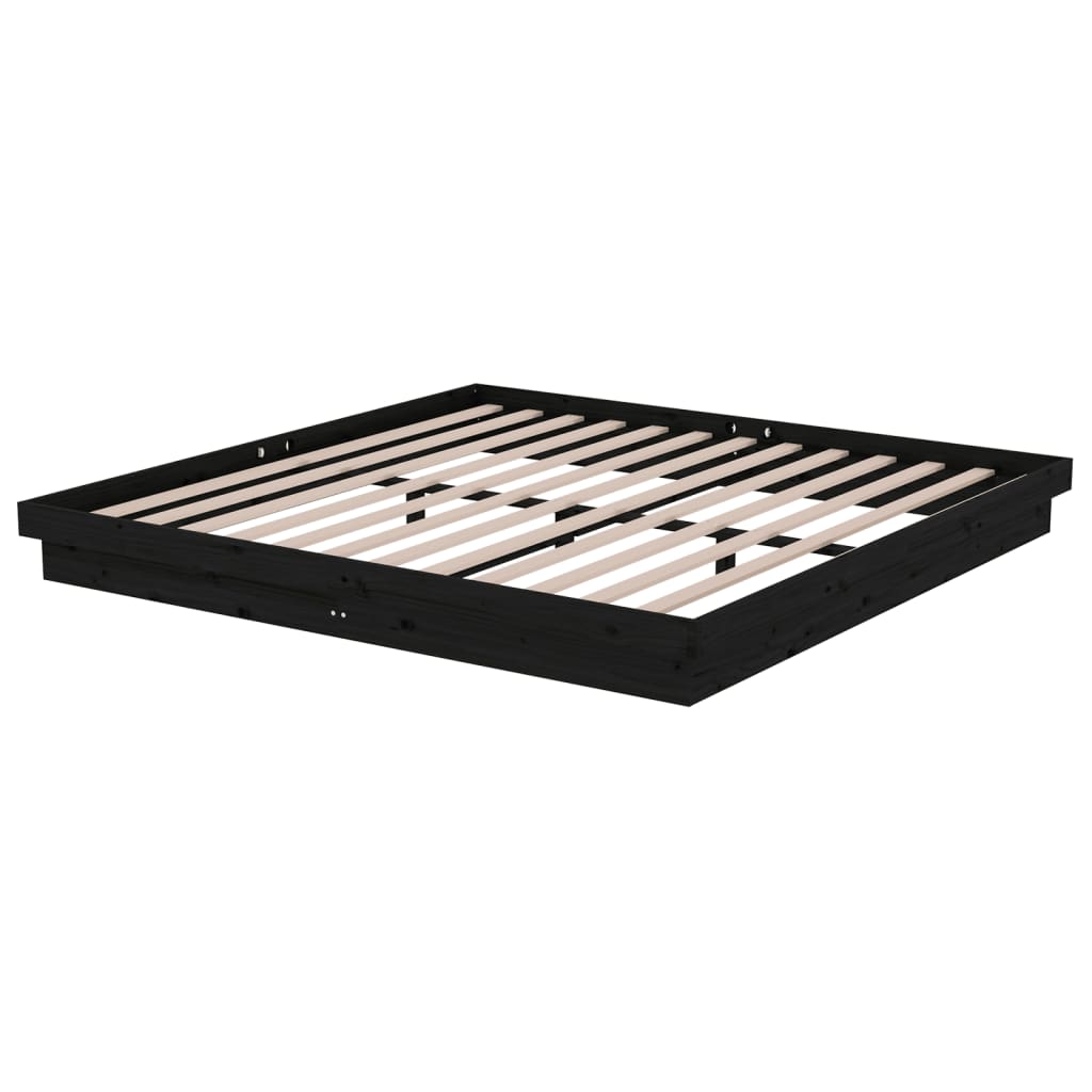 Solid wood bed black 200x200 cm