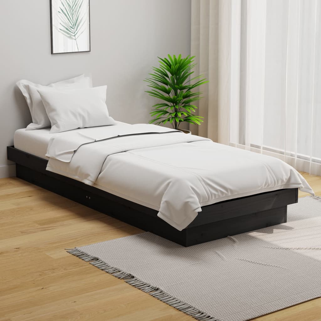 Solid wood bed without mattress gray