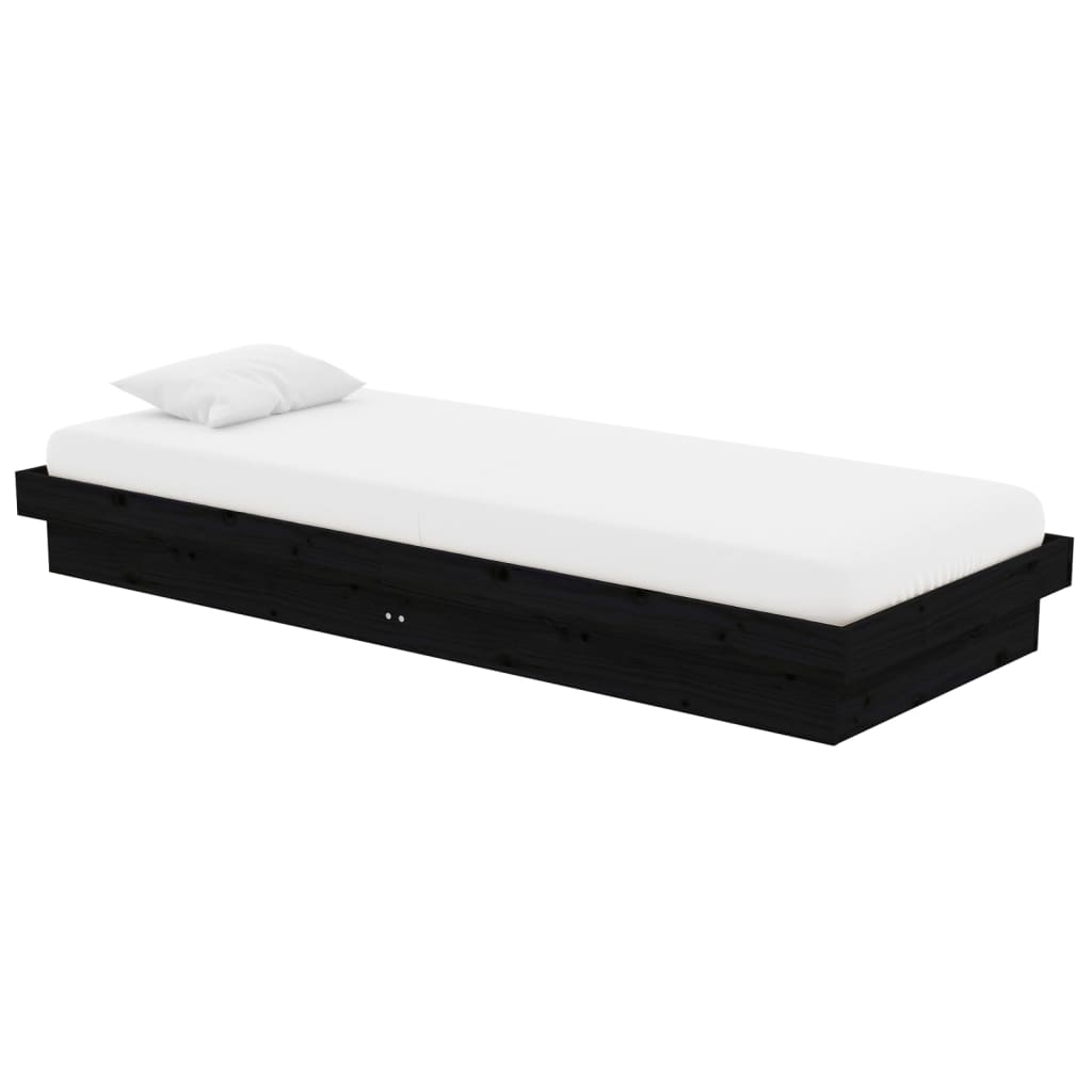 Solid wood bed without mattress black